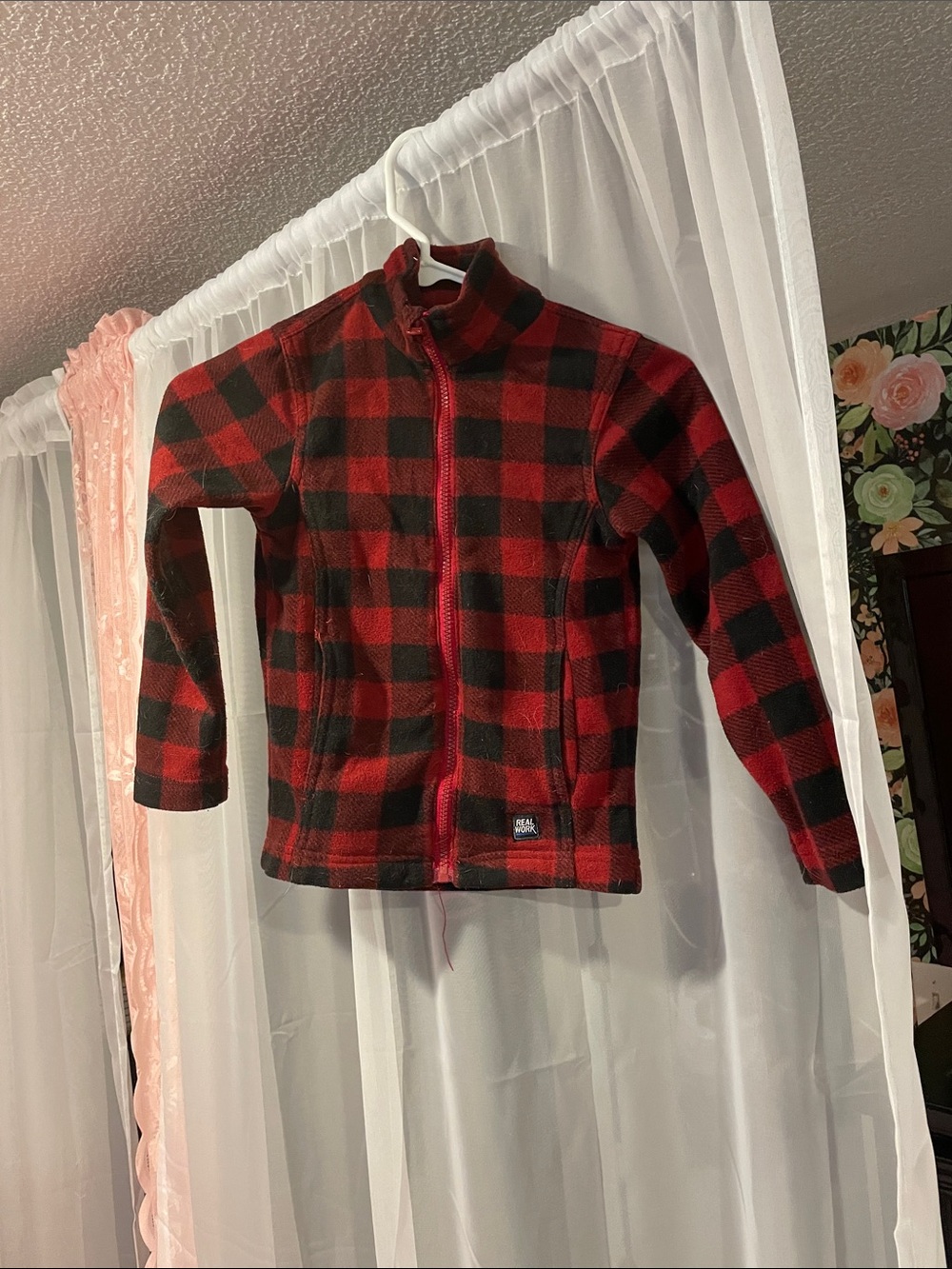 Boys black and red flannel jacket